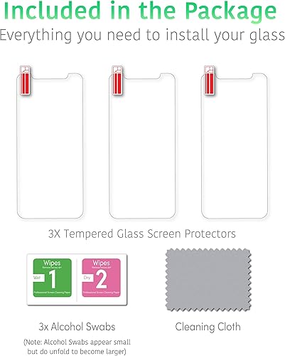 Vista 7 de TalkWorks iPhone 11 Screen Protector (Also Fits iPhone XR) 3 Pack Tempered Glass Film Durable 0.33mm 9H Hardness, Shatter Proof, HD Touch Clarity