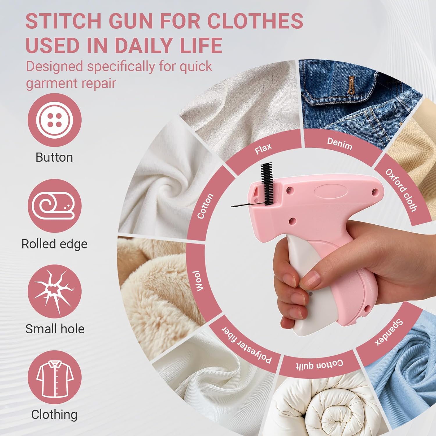 Stitch Gun for Clothes, Handheld Quick Clothing Fixer Tagging Gun with 6 Needles, 1000Black 1000 White Fasteners, Ideal for Sewing, Quilting, Clothing Labels - Image 3