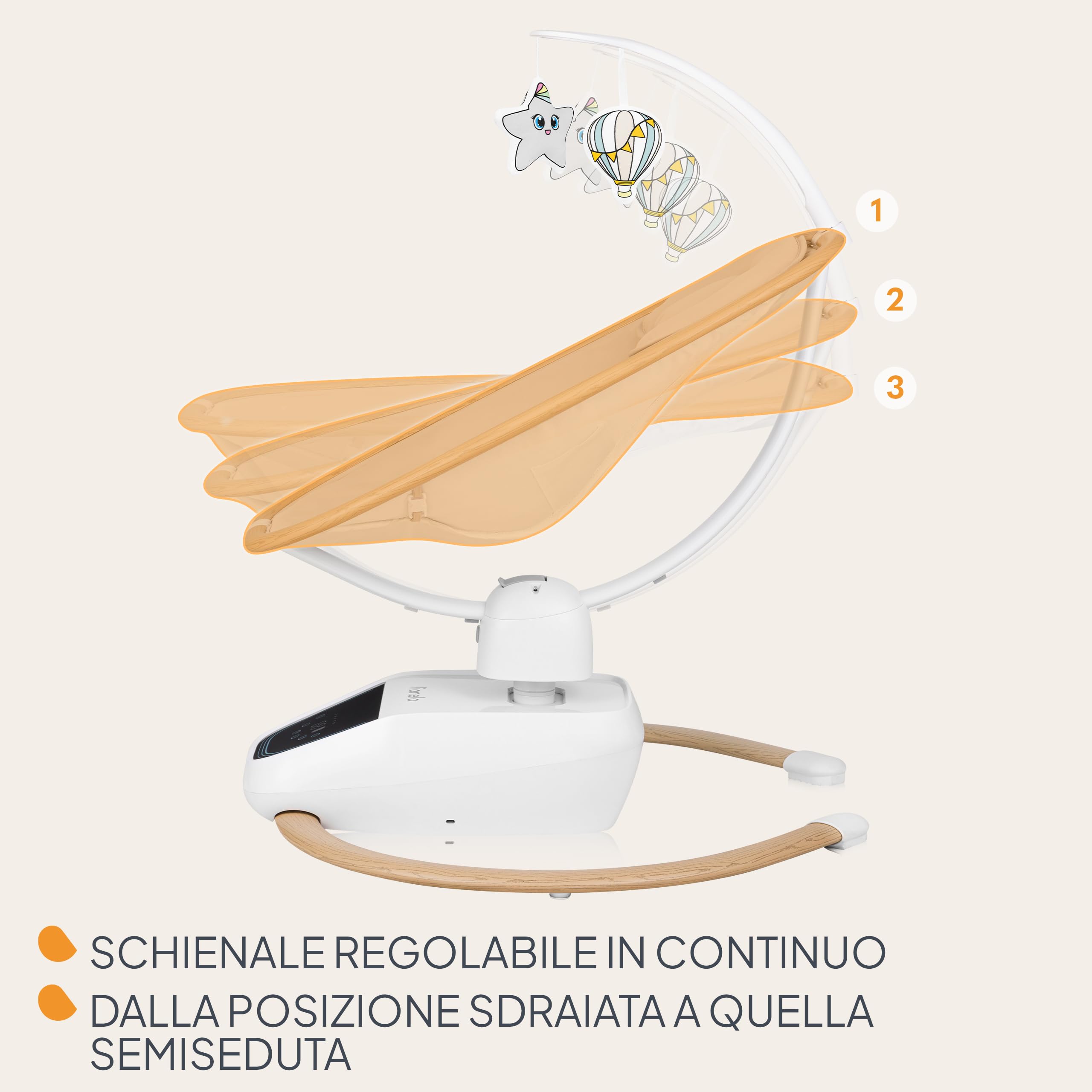 LIONELO OLIVIA Sdraietta a dondolo elettrica per bambini fino a 9 kg