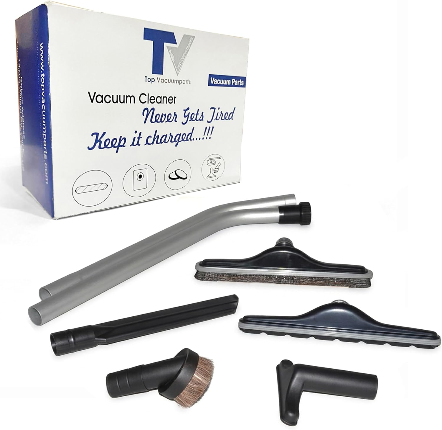 Replacement for Cen-Tec Systems Commercial Cleaning Kit with 2-Piece Aluminum S-Wand and Vacuum Tools, 14-Inch with Dust Brush, Crevice Tool Attachment Kit (6 Pieces)