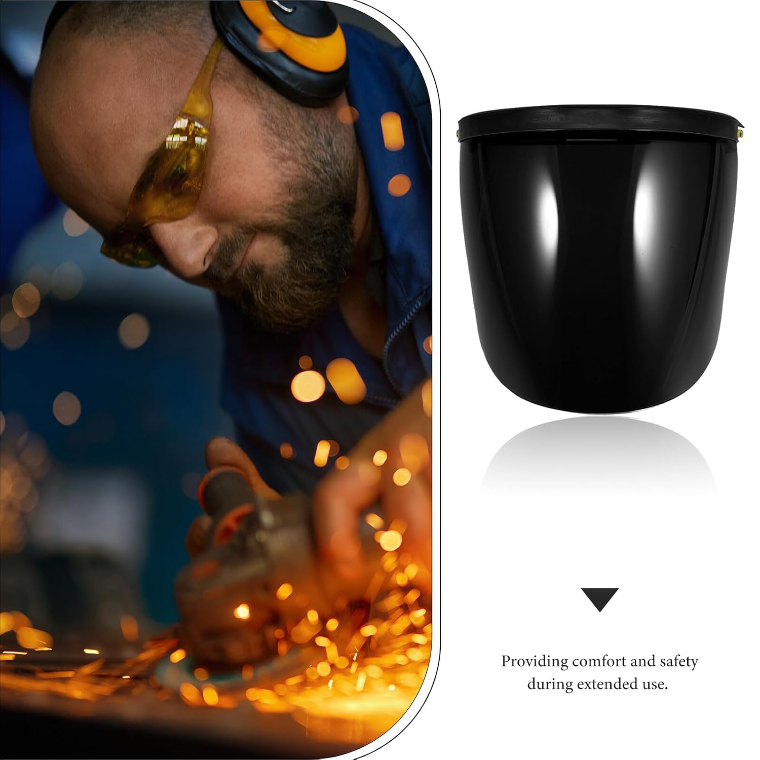 Black Welding Face Shield Head-mounted Safety Helmet with Impact, Heat, and Splash Protection for Grinding and Welding Applications