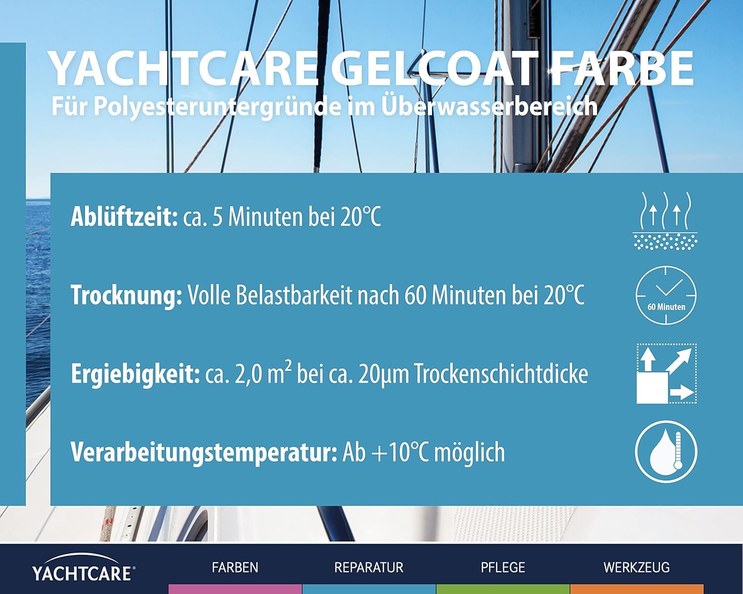 Yachtcare Gelcoat Couleur 400ML RAL 9010 - Blanc Pur - Le scellant de Finition Parfait en aérosol pour Toute réparation GFK et Gelcoat
