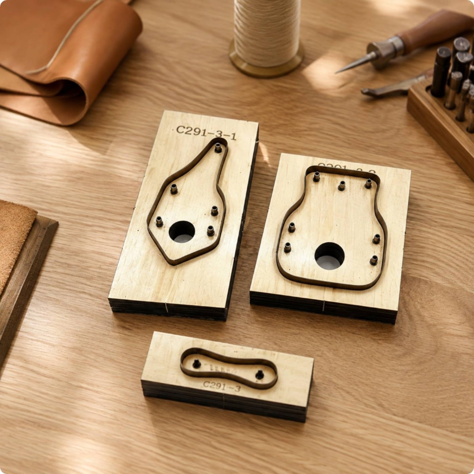 Folpus Fuslla in Legno con Base Liscia | Professionale, Resisn, Fuslla per Portachiavi in Pelle