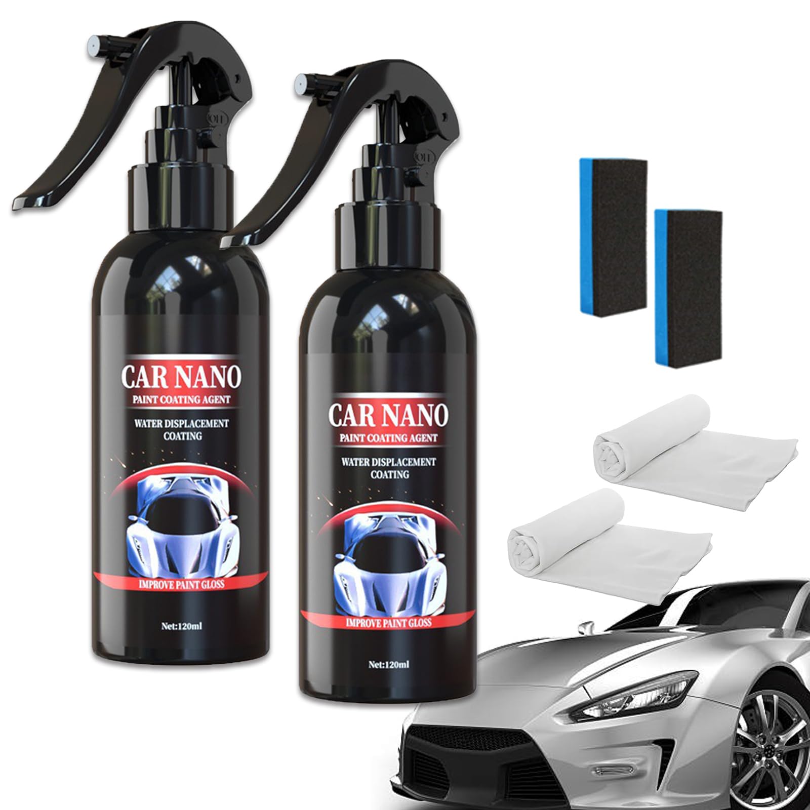Nurafix Nano Car Spray, 2025 New Nurafix Nano Scratch Remover, Nurafix Scratch Repair, Nurafix Car Spray, Auto Nano Ceramic Coating Polishing Spraying, Fast Repairing Scratch (120ml-2pcs)