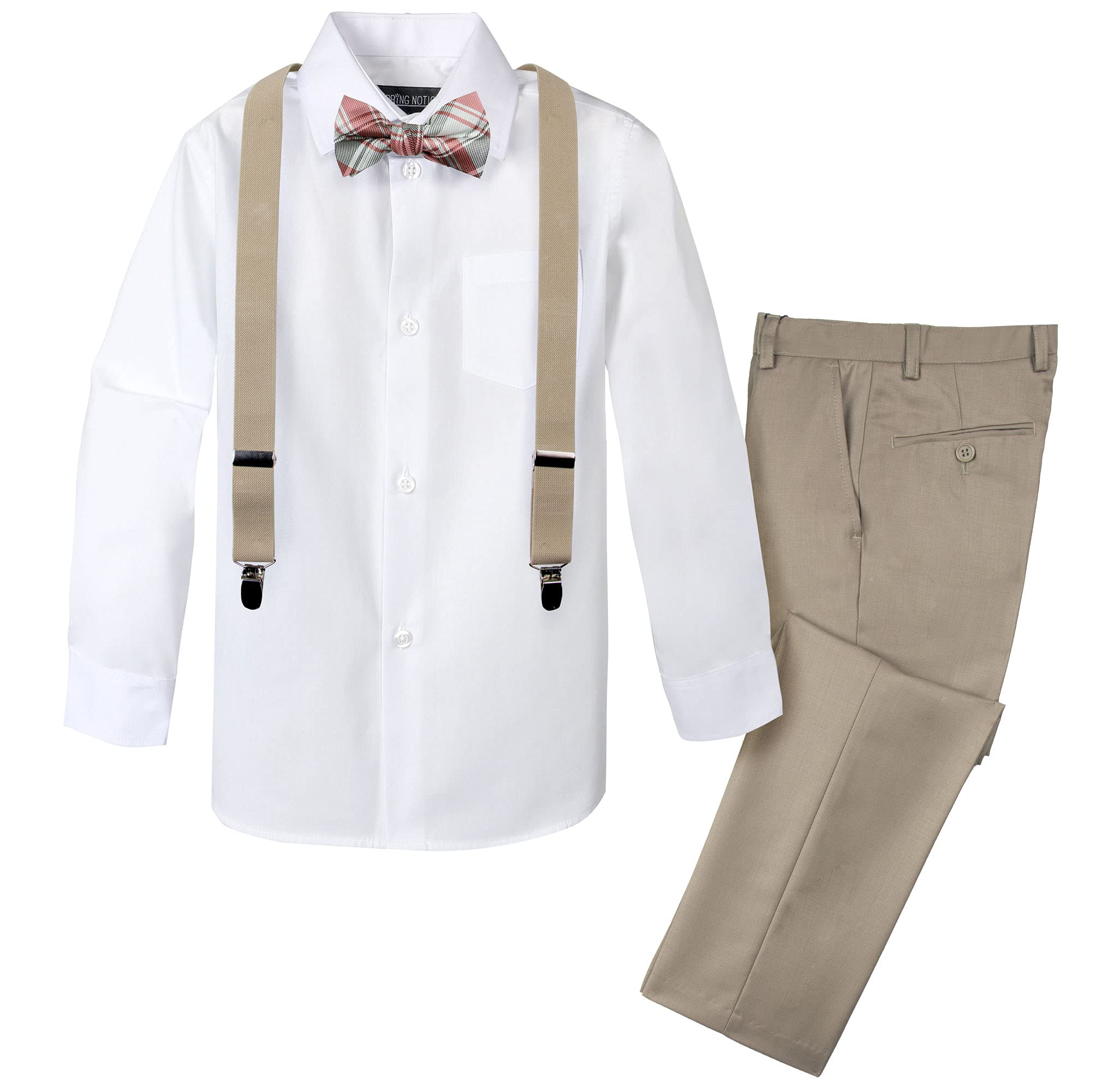Spring Notion Boys' 4-Piece Patterned Dress up Pants Set