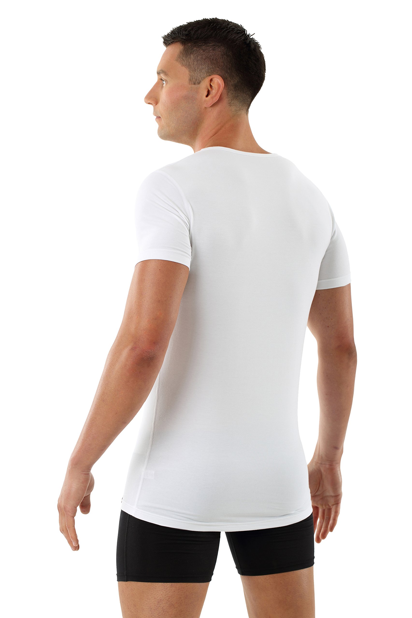 ALBERT KREUZ Maglietta Intima Cotone Elasticizzato Maniche Corte Scollo a v Profondo Deep-v Hamburg Bianca
