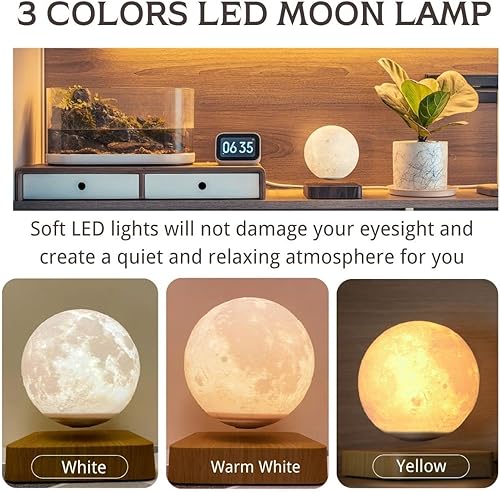 Miniatura 5 de MOOCCI Lámpara de luna levitante, lámpara de luna flotante, luz de luna de levitación magnética, regalos para niñas, niños, niños y adolescentes