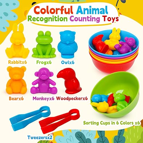 Miniatura 6 de Juguetes de clasificación de colores para niños pequeños, juegos de emparejamiento de animales Montessori, educativo, precolar, actividades de