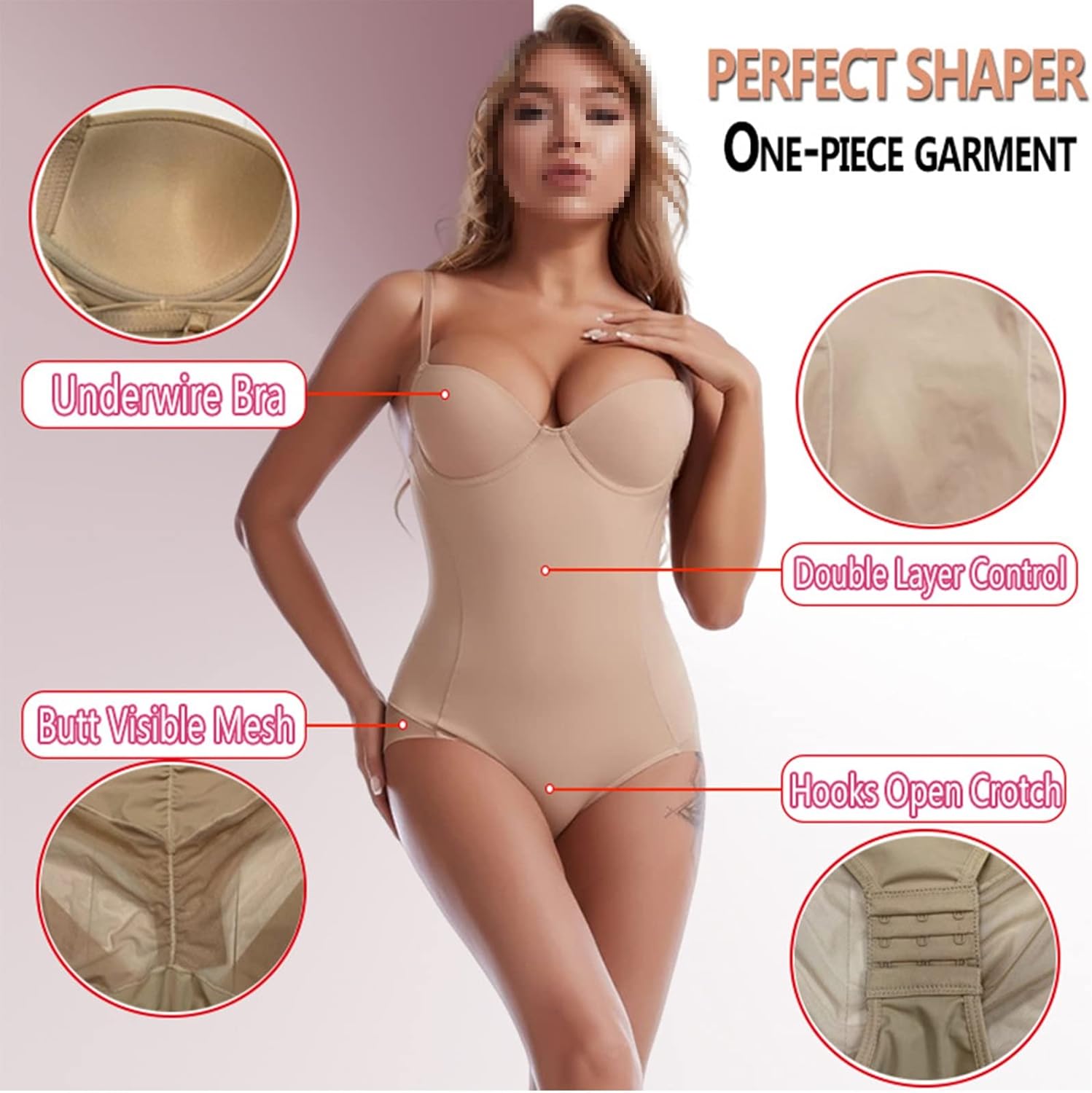 Womens Slim Shapewear Bodysuits Underwear Sexy One-Piece Undergarments Invisible Body Shaper Corset Lingerie for Women
