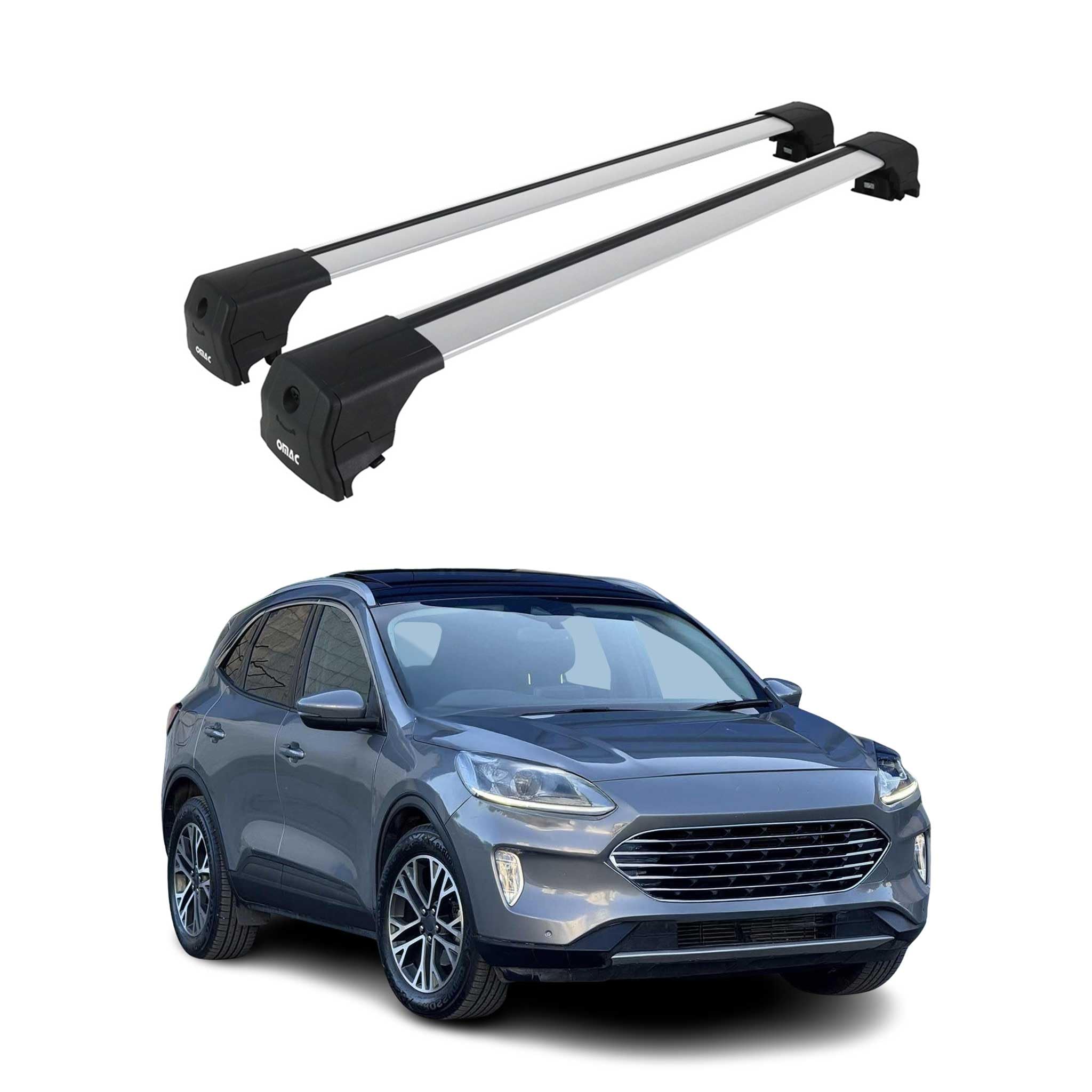 Barres De Toit Apline ACE-2 Pour Ford Kuga 2020-2024 - Railing - Gris Anthracite - Charge Max 75 Kg