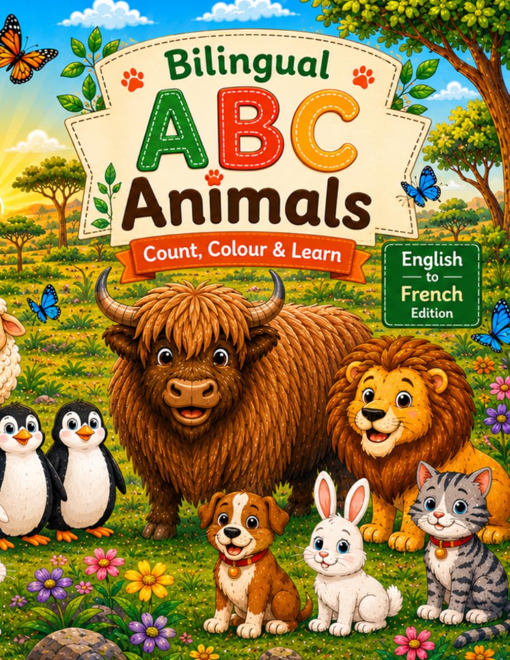 Bilingual ABC Animals: Count, Colour, Learn English to French