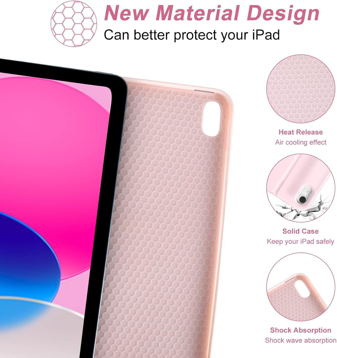 besky for iPad 11th 10th Generation Case with Keyboard - Detachable Bluetooth Keyboard Case with Pencil Holder for iPad 11-inch A16 2025 10th Gen 10.9 Inch 2022 (Pink)
