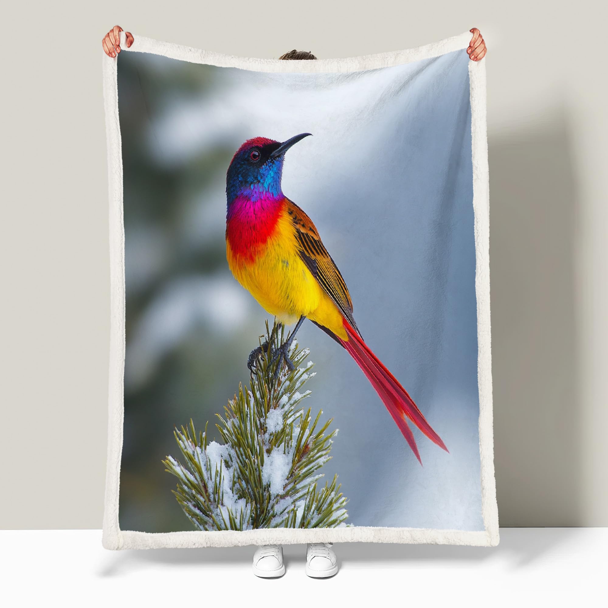 Générique Oiseau Coloré Couverture Polaire Epaisse Hiver Adulte 3D Animal Plaid Canape Chaud Doux en Flanelle Jeté de Canapé pour Couvre lit 2 Personnes pour Fille Garcon 150x200 cm