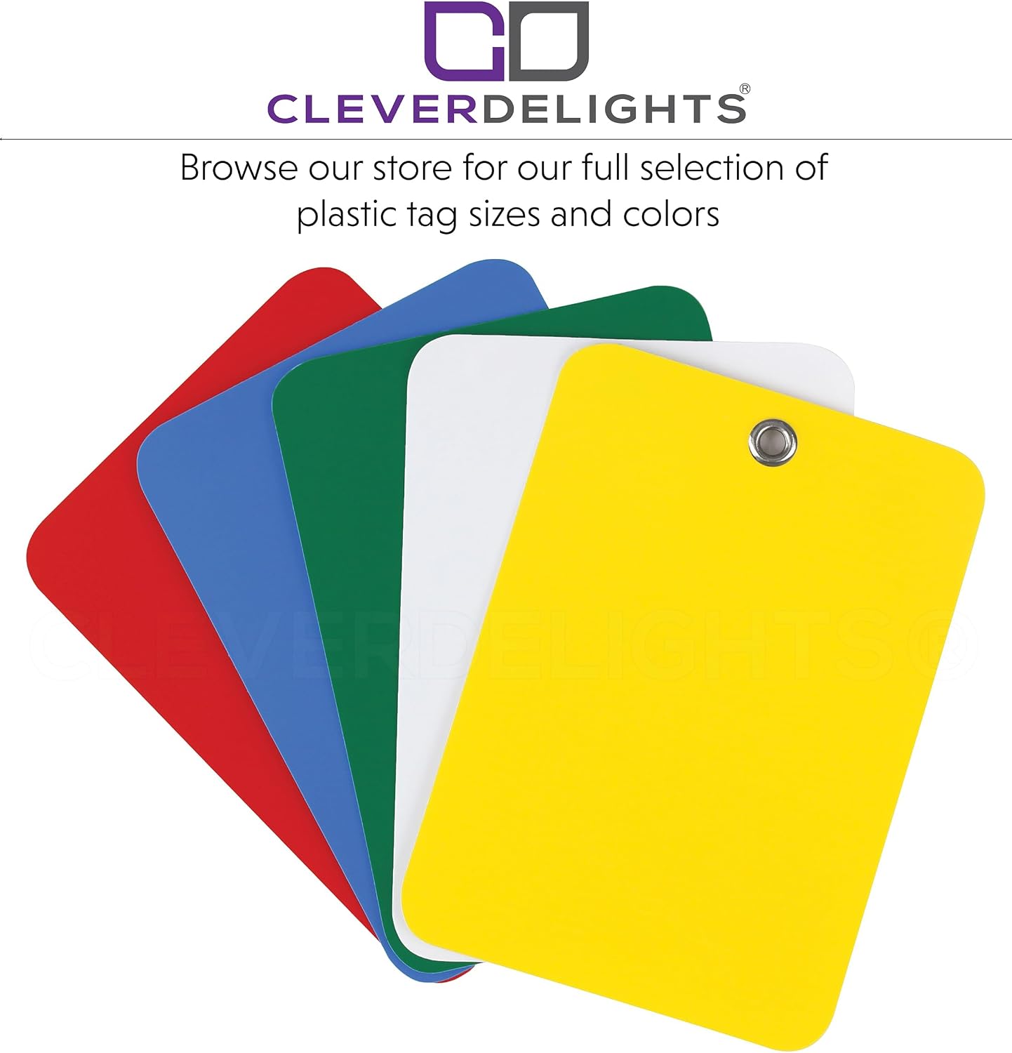 CleverDelights Plastic Tags - 3.5" x 2.5" - 100 Pack - Waterproof Heavy Duty Tear-Resistant - Indoor Outdoor Durable Inventory ID Tag (Yellow)