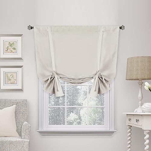 H.VERSAILTEX Cortina blackout con aislamiento térmico y dobladillo para barra, cortina corta de baño para ventana pequeña, 42 pulgadas de ancho x 45