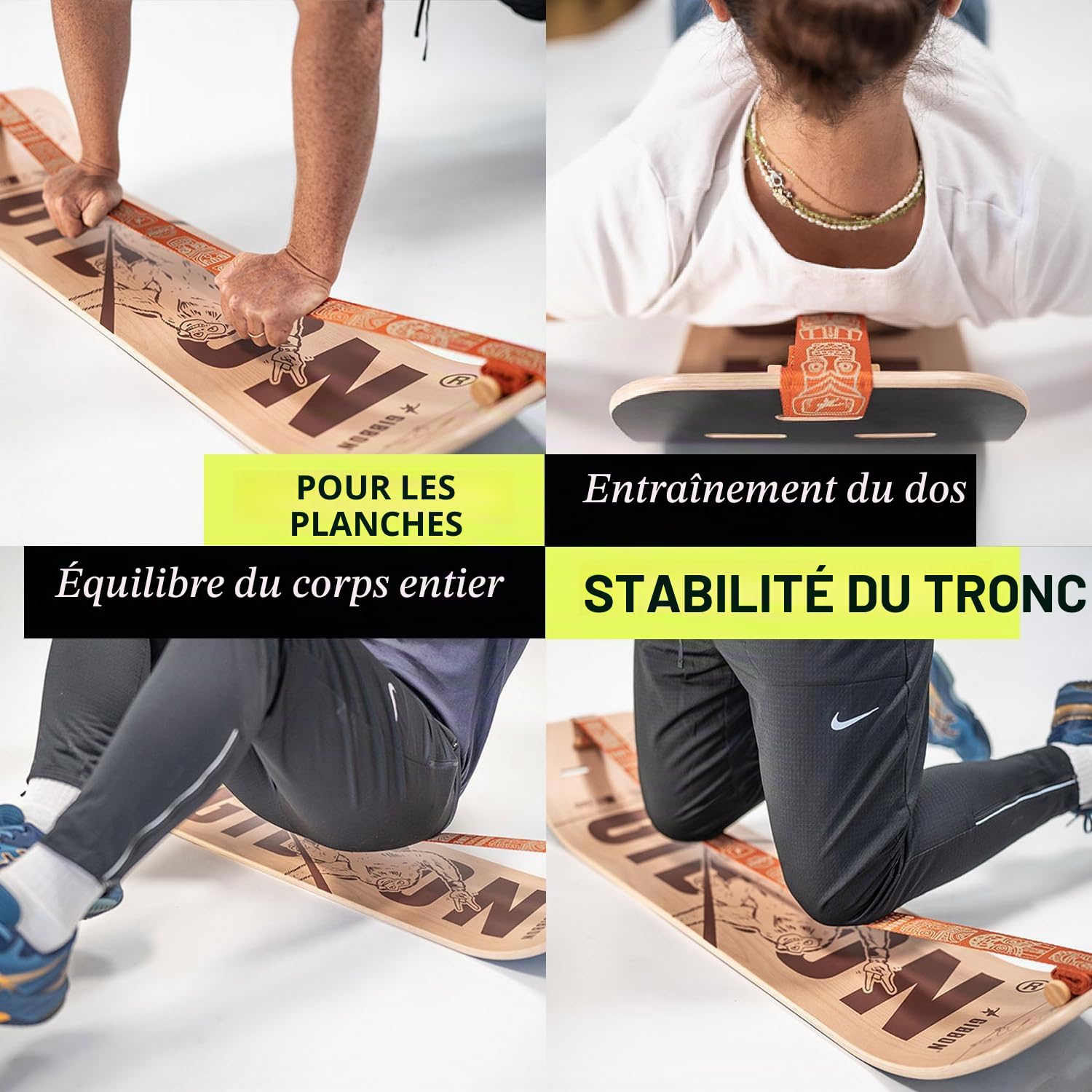 GIBBON Kit de giboard - Active White/Black | Planche d'équilibre innovante | Entraînement interactif avec application | Pour la maison et les déplacements | Idéal pour les figures et les entraînements