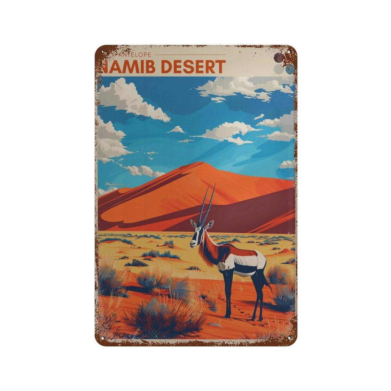 xiaoxiaoshen Namib Desert Travel Oryx Antelope Wall Decor Art Metal Tin Poster Modern Home Decor Art Home Bar Shop Decorations Vintage Sign 30x20cm