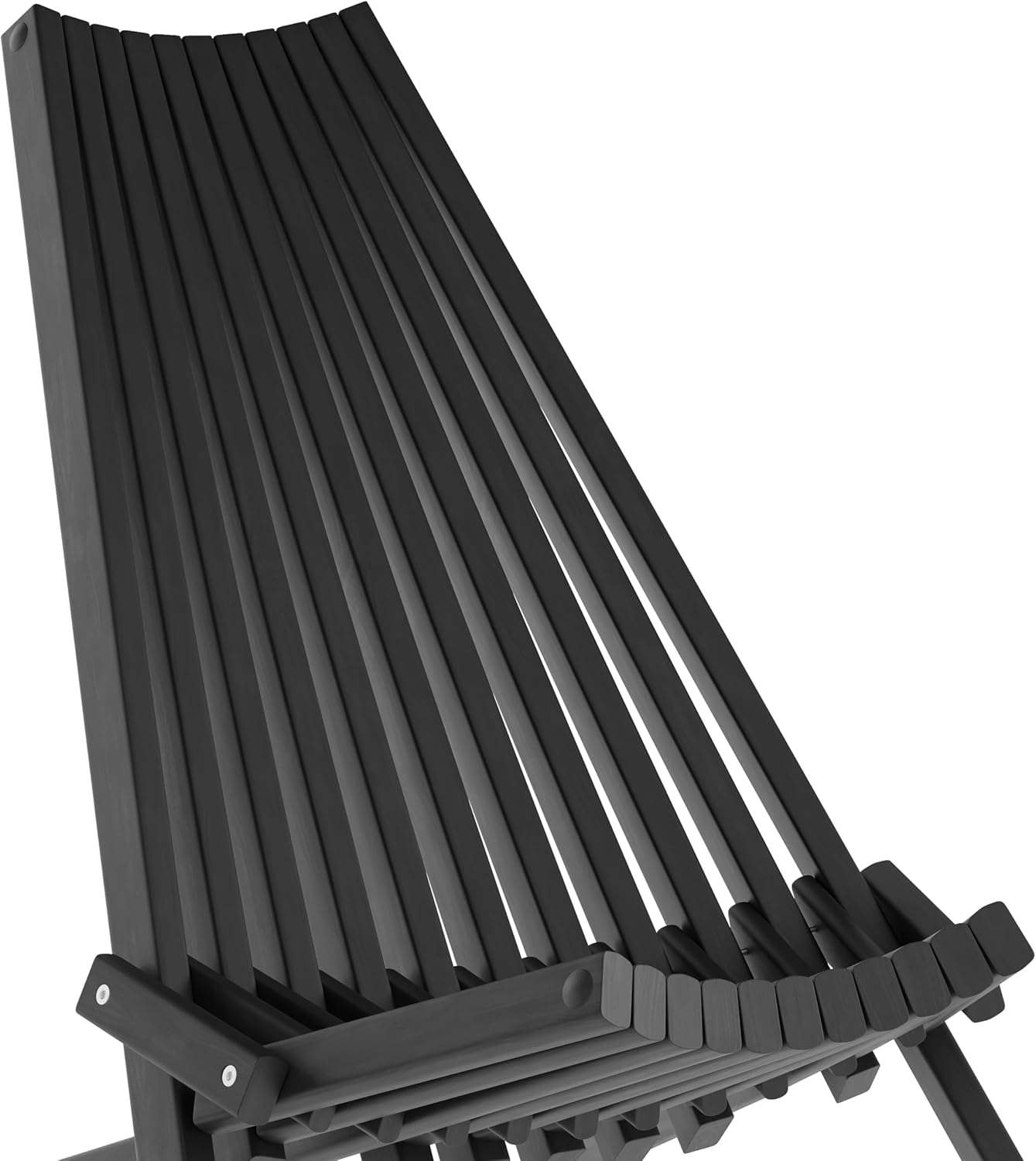 Flash Furniture Delia Commercial Indoor/Outdoor Wood Folding Chair, Low Profile Lounge for Patio, Porch, or Garden, Versatile Weather-Resistant Acacia Wood, Black