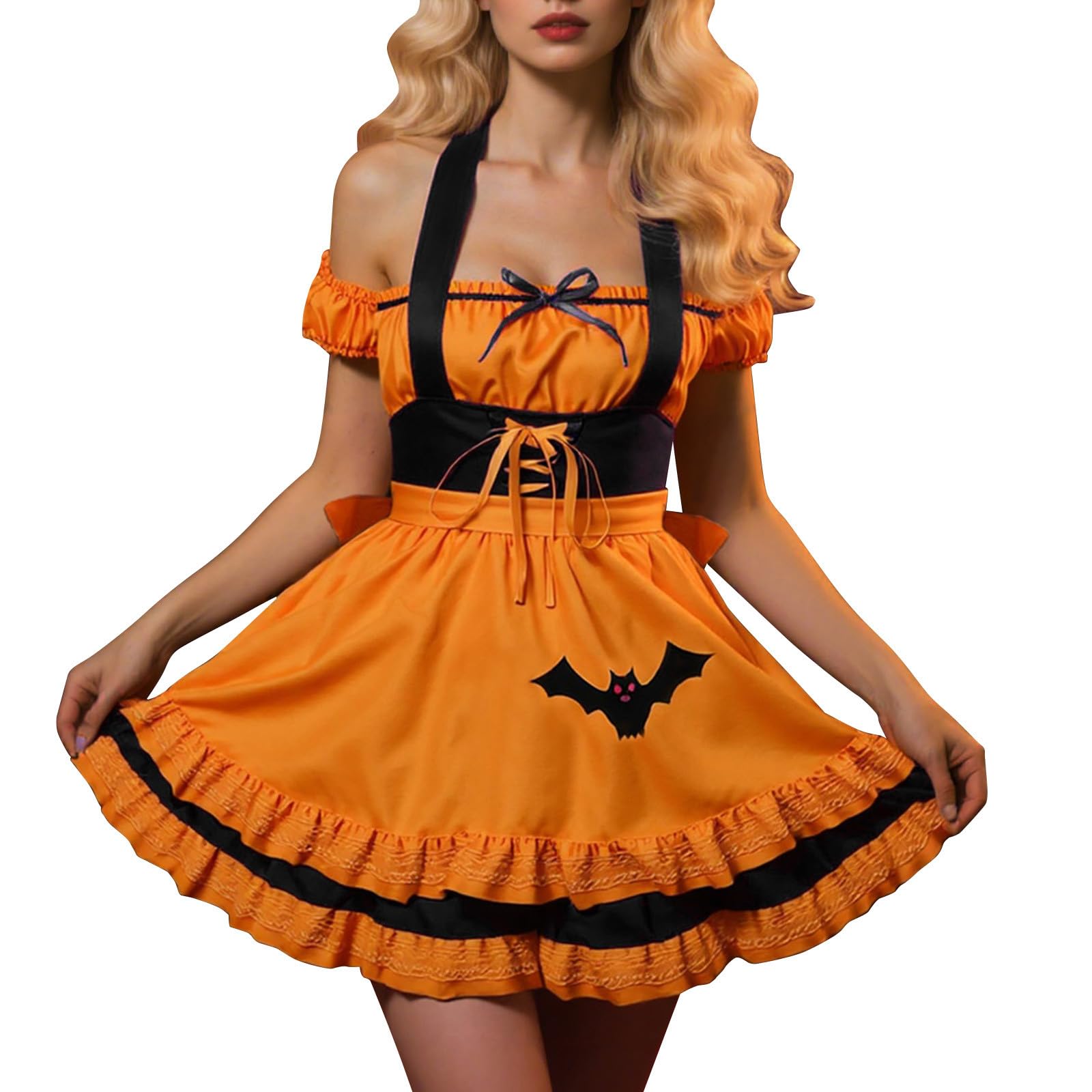 Halloween Kostüm Damen Dienstmädchen Outfit Verkleidung Cosplay Kleid Stickerei für Halloween Party Karneval Fasching Rollenspiel Vintage