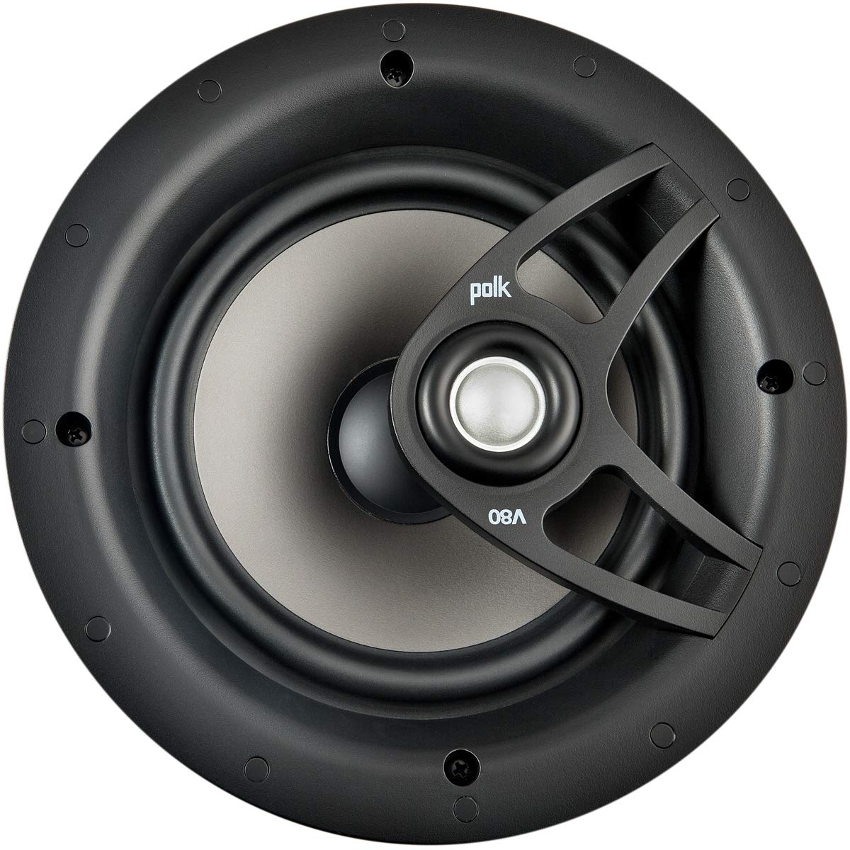 Polk Audio V80 Enceinte de Plafond avec cône en polypropylène, Tweeter à dôme en Soie à Montage pivotant, Installation Facile, Grille magnétique pouvant être Peinte