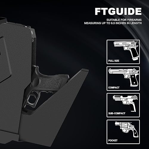 Miniatura 9 de Caja fuerte para pistola biométrica montada para mesita de noche, escritorio, lado de la cama, camión, caja fuerte de mano oculta de apertura