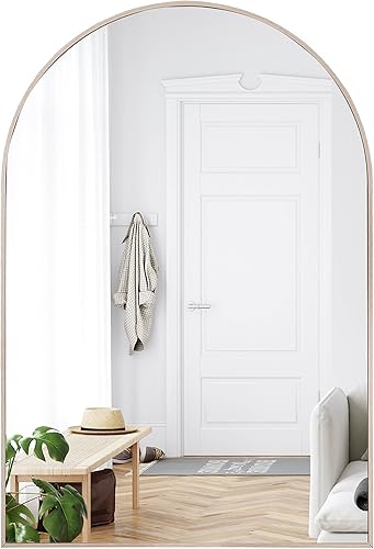 Miniatura 7 de Camden Reed Espejo de pared de metal con arco redondeado de 24 x 36 pulgadas, color marrón, espejo para entrada, sala de estar, baño, dormitorio