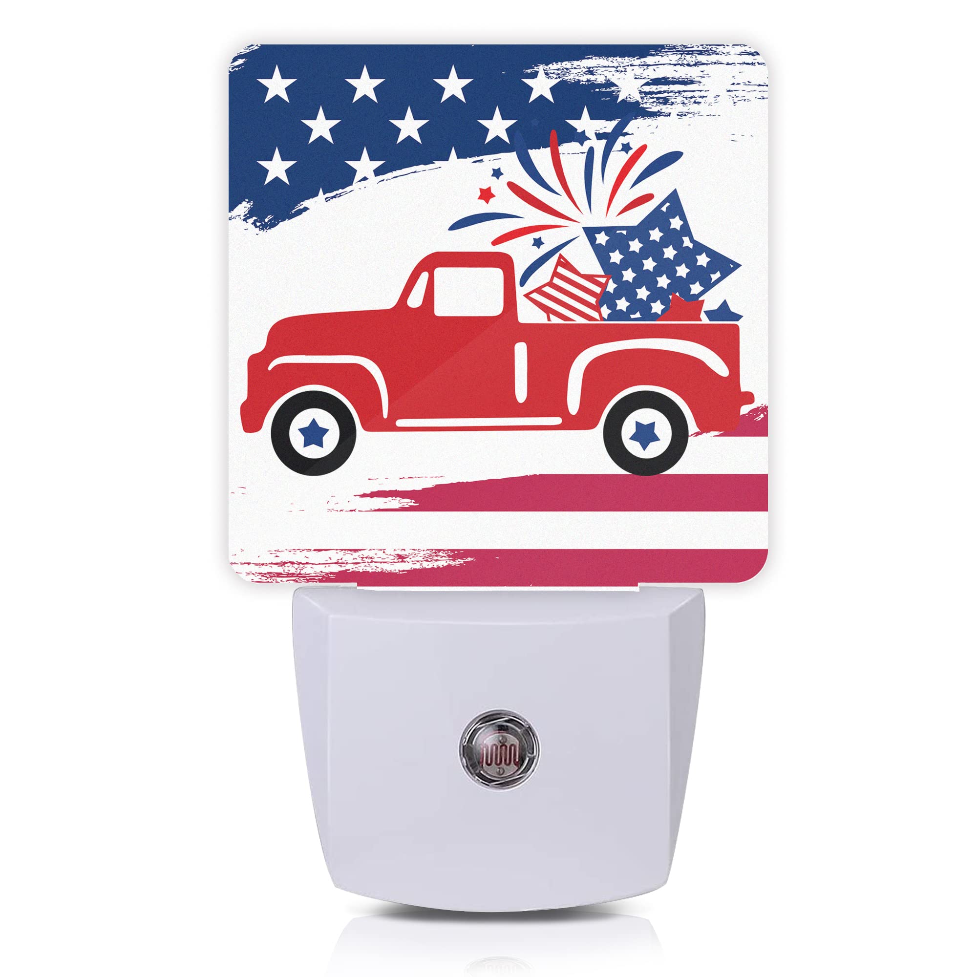 Independence Day Night Light,Military Plug-in Wall Night Lights Auto LED Lamp Energy Saving Square Lights for Men Women Gifts