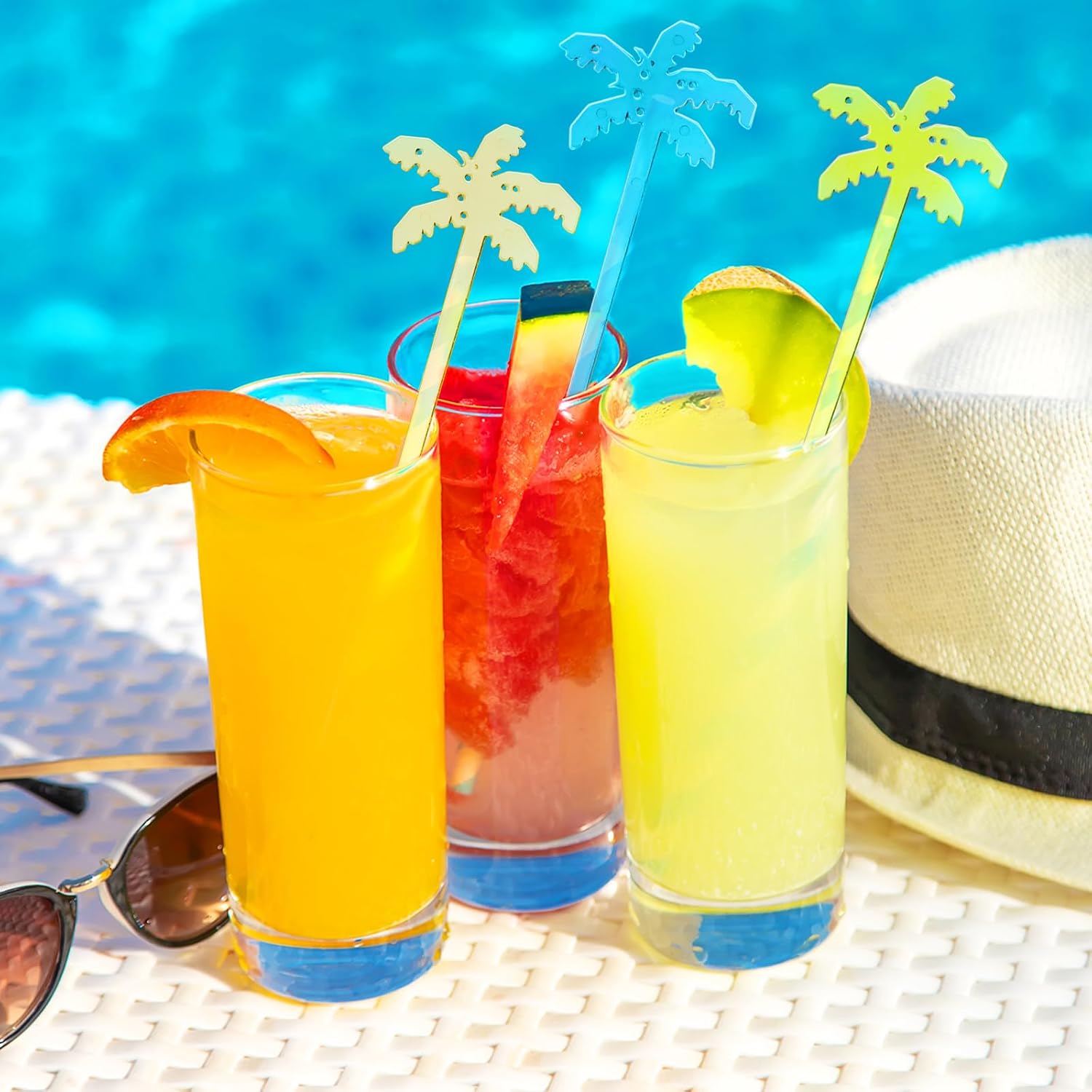 Reallnaive 100 Pcs Swizzle Stick Cocktail Drinks Stirrers,Coconut Trees