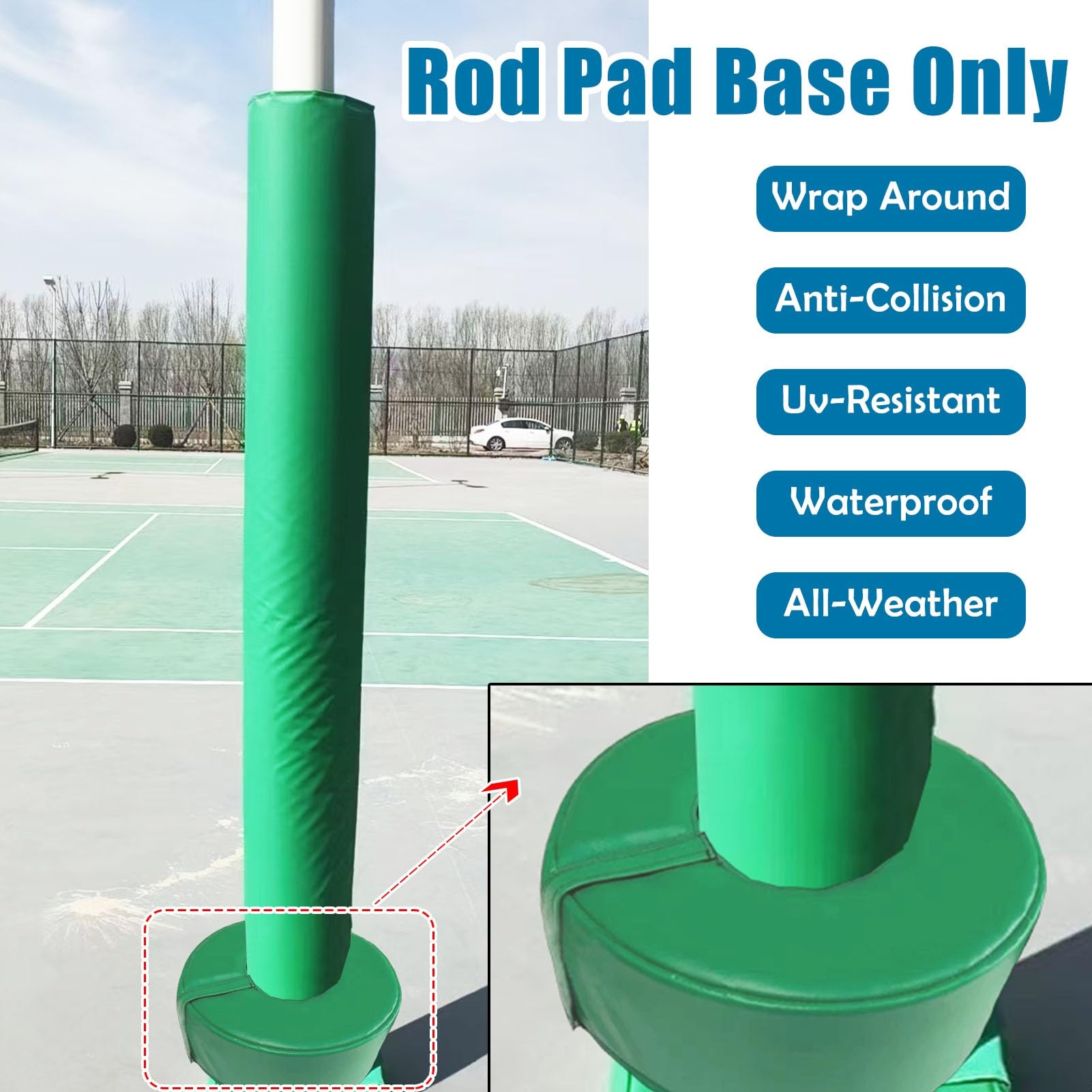 Almohadilla para bastón de baloncesto, acolchado universal envolvente para postes de 2.5 a 8 pulgadas de diámetro, para exteriores e interiores, acolchado protector de base