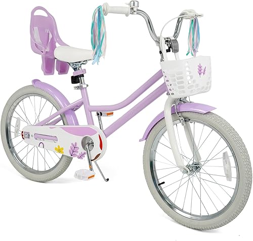 Miniatura 20 de BABY JOY Bicicleta para niños de 12, 14, 16, 18, 20 pulgadas, con ruedas de entrenamiento desmontables o soporte, cesta de almacenamiento, asiento