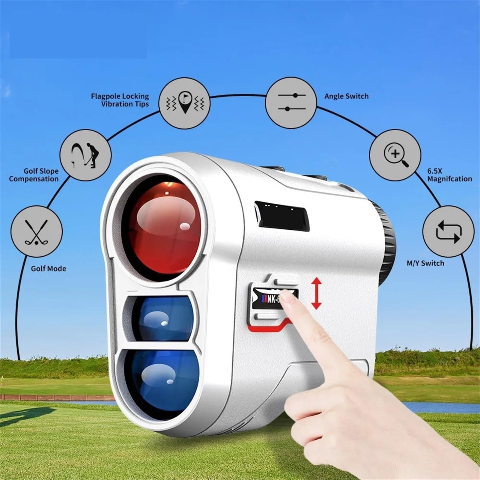 Telescopio multifuncional for telémetro de Golf, medidor de distancia de pendiente con bloqueo de bandera, apto for Monocular de construcción de caza(GRAY,1200m)