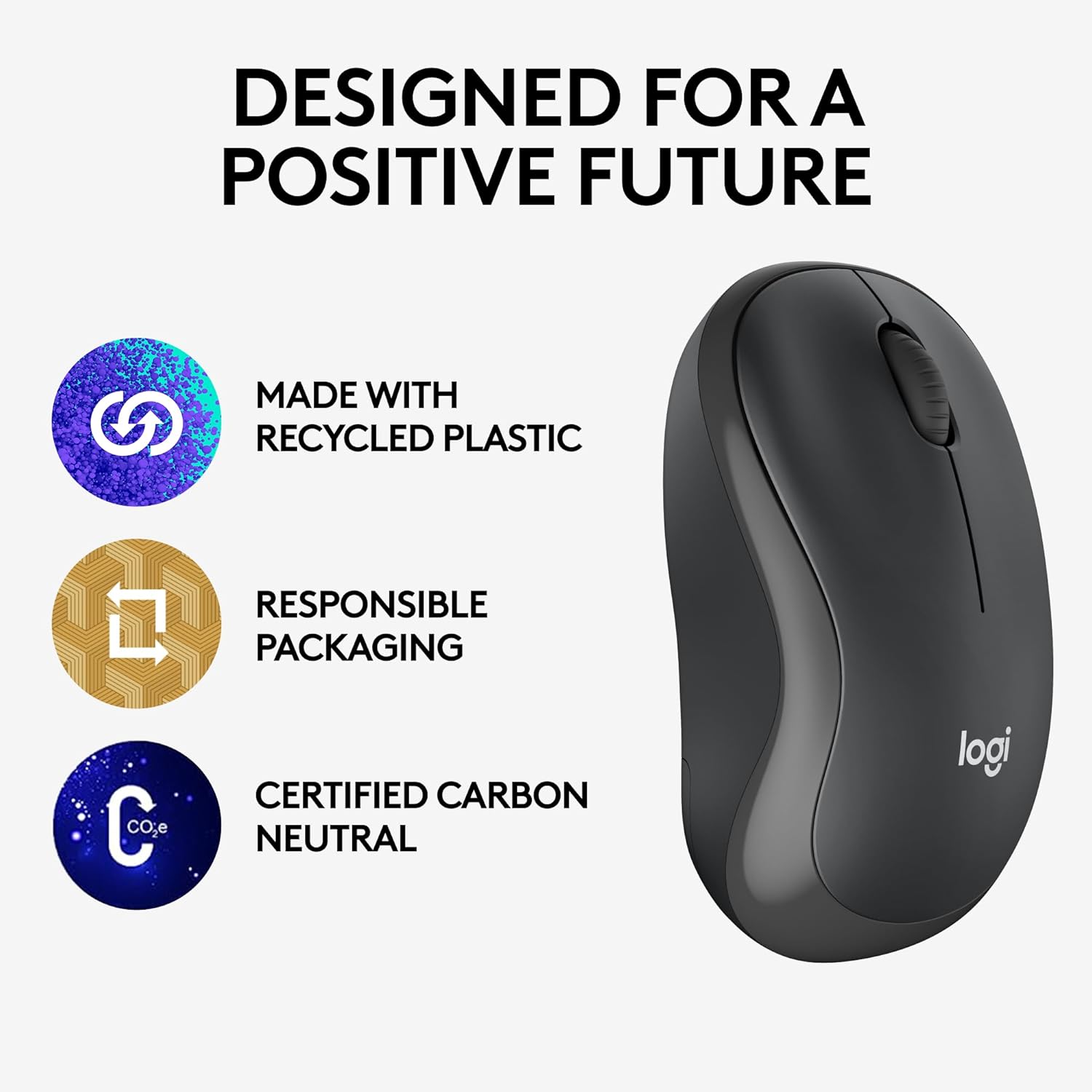 Logitech M240 for Business Silent Wireless Mouse, Secure Logi Bolt USB Receiver, Bluetooth, Globally Certified for Windows, Mac, Chrome, Linux, iPadOS, Android - Graphite