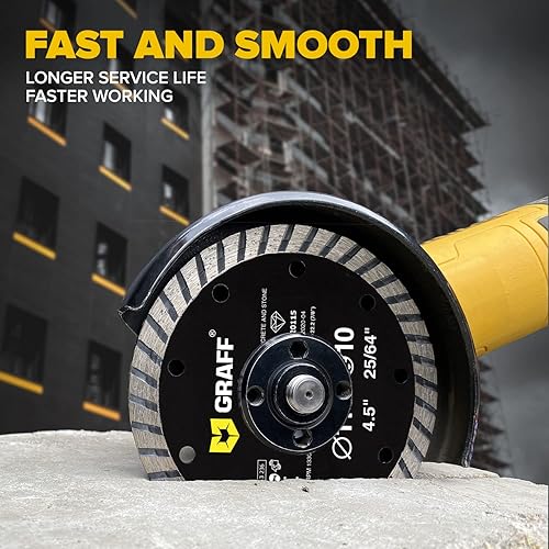 Miniatura 6 de GRAFF - Hoja de diamante para amoladora angular, rueda de corte de diamante para cortar piedra, mármol, granito, ladrillo, mampostería, bandera de