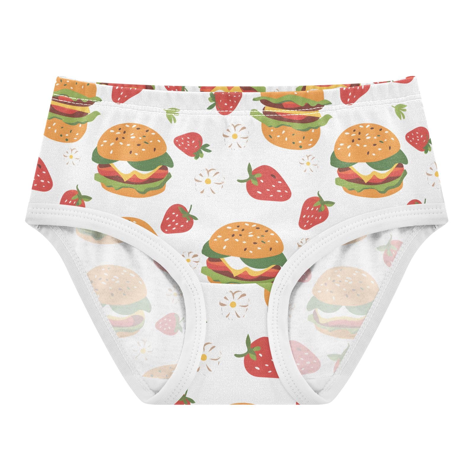 ALAZA Toddler Girls Cotton Hipster Underwear Soft Hamburger Strawberry 2 Pack 2T