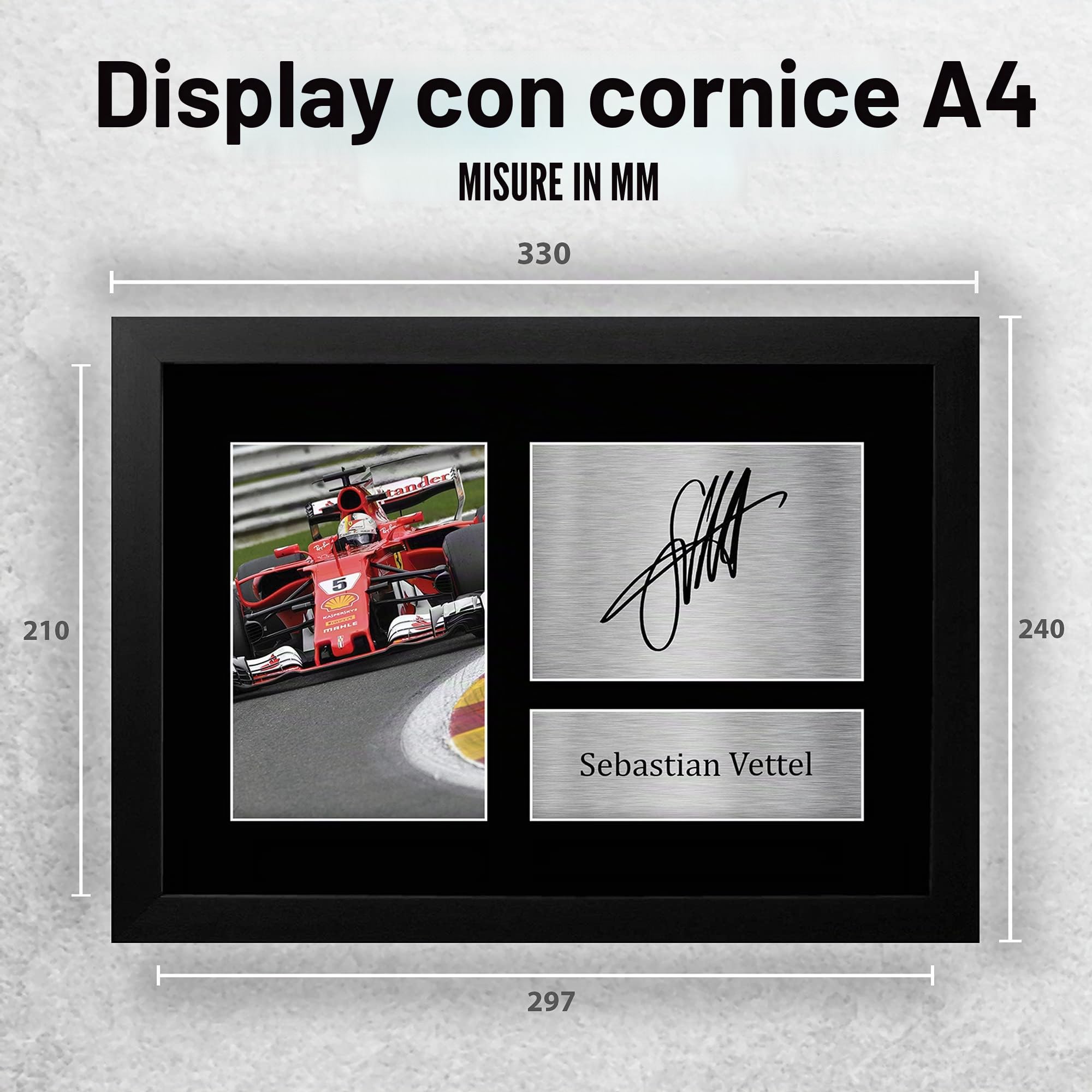 HWC Trading Sebastian Vettel A4 Incorniciato Firmato Regalo Visualizzazione Delle Foto Print Immagine Autografo Stampato Per F1 Appassionati Di Formula Uno
