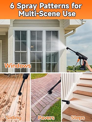 Miniatura 4 de PUNOMO Lavadora a presión inalámbrica alimentada por batería, pistola de lavado de mano portátil sin escobillas con 2 baterías de 21 V y cargador,