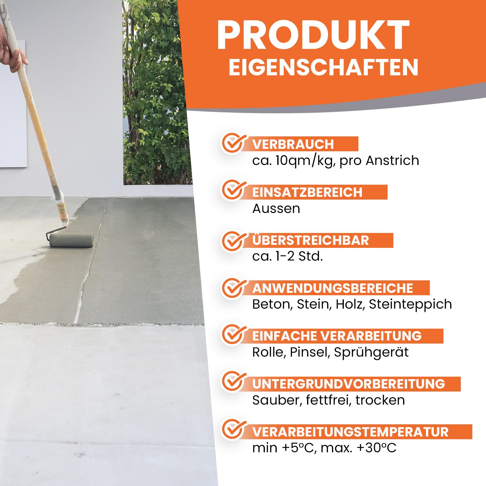 BEKATEQ 1K PU Grundierung aussen 1l - rasante Trocknung, hohe Reichweite - geeignet für Beton, Stein, Stahl, Holz, Fliesen - Steinteppich Balkon Terrasse Boden Haftgrund Tiefengrund BK-637PU