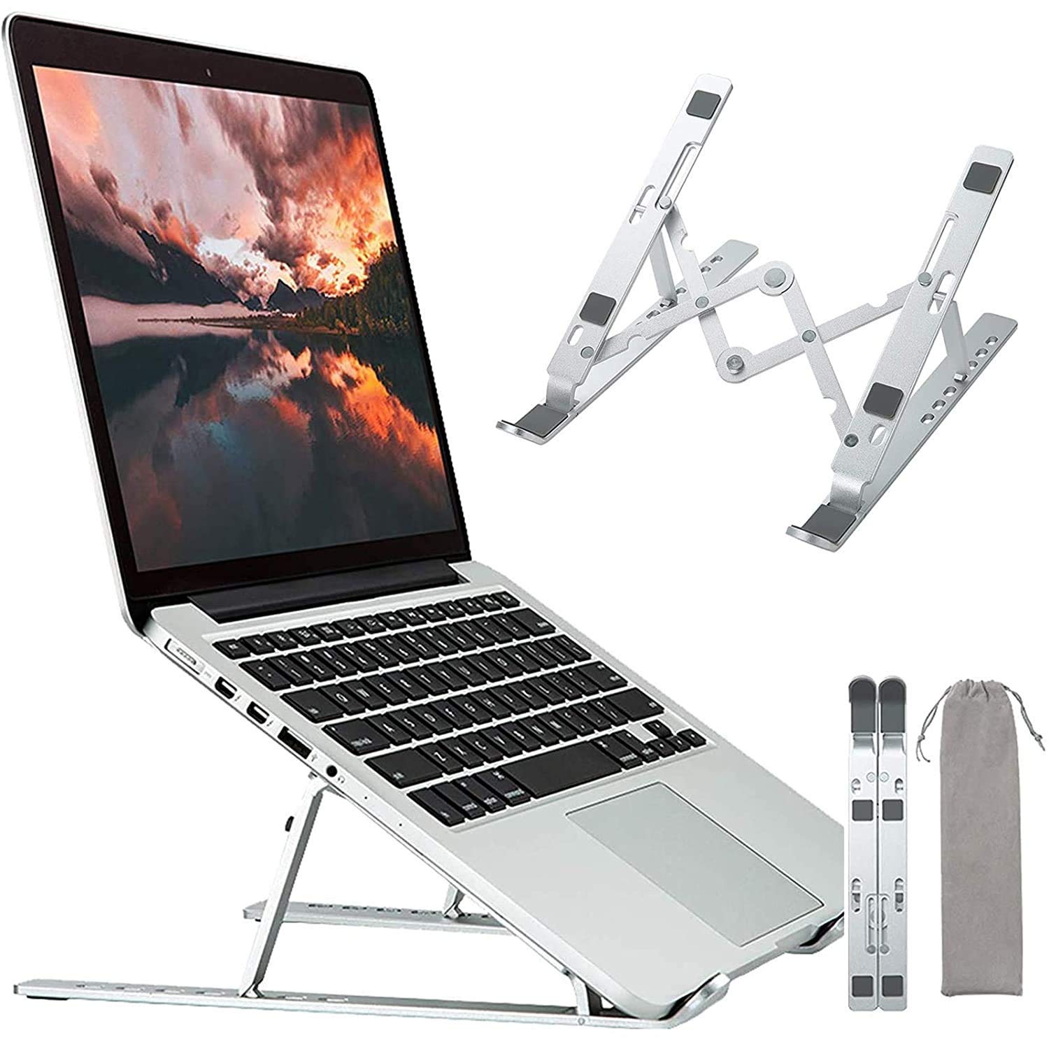 Generic Aluminium Portable Notebook Holder Adjustable Foldable Ventilated Desk Tablet Laptop Stand for New Apple MacBook Pro Air and ASUS Samsung HP Dell Acer 9 to 15.6 inch (B08THRW99M) Amazon Price History, Amazon Price Tracker