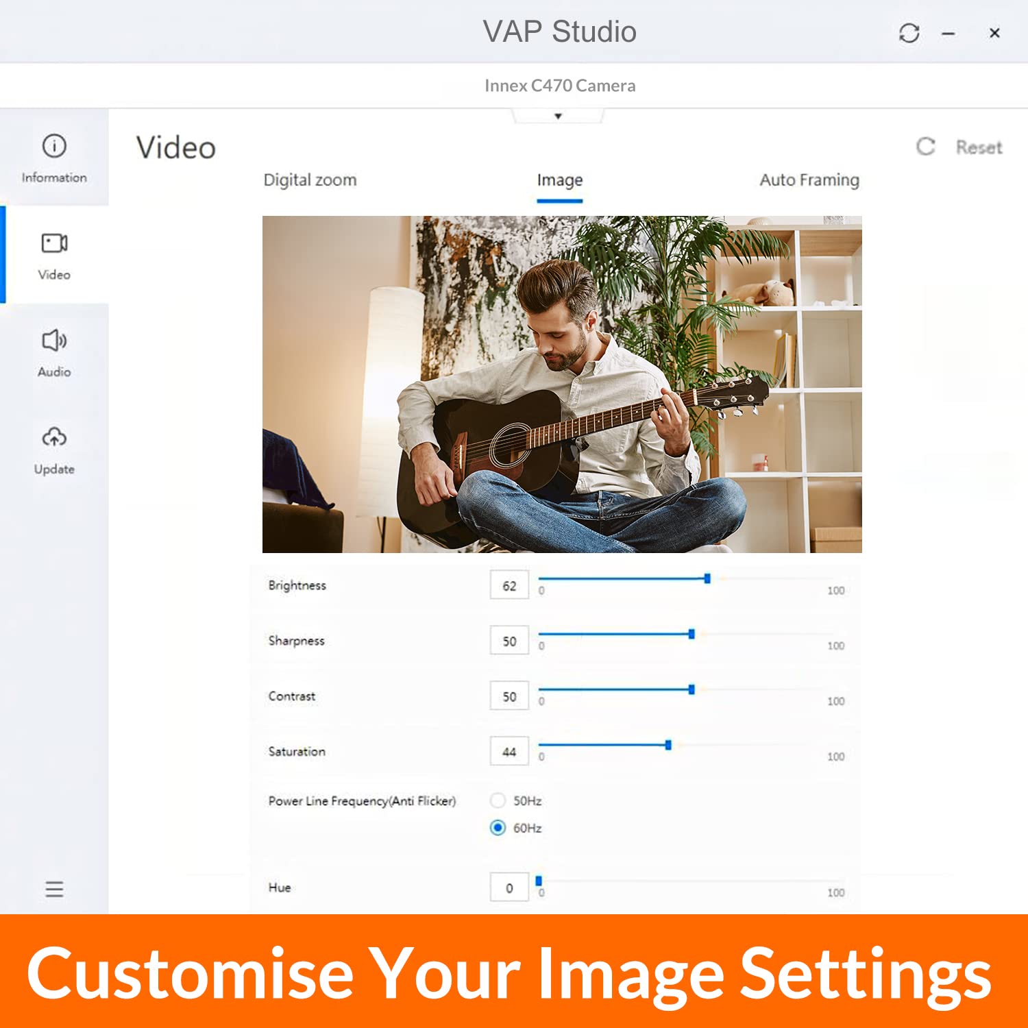 VAP Studio interface for customizing image settings