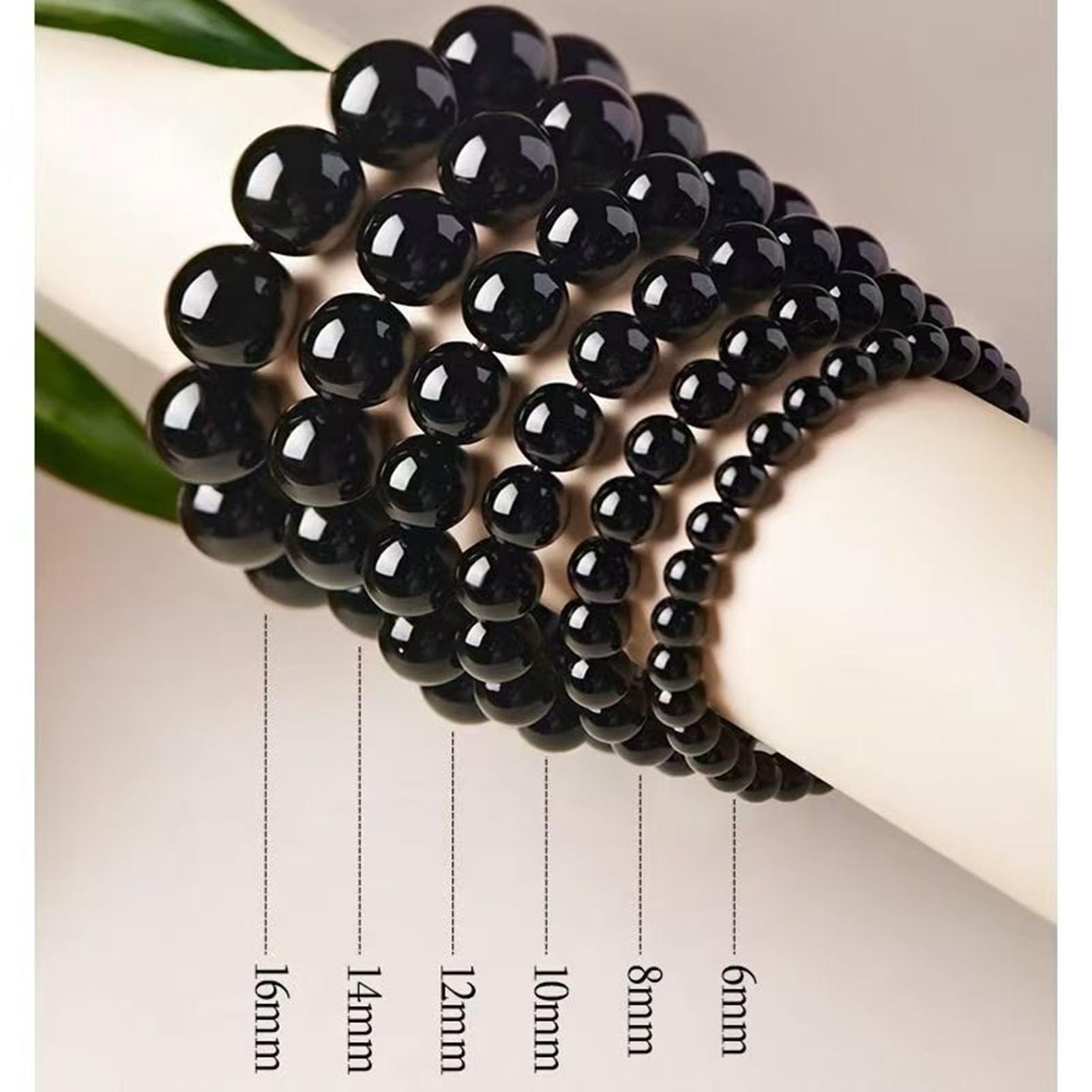 Heilendes schwarzes Obsidian-Armband, echtes vulkanisches Naturglas-Stretch-Armband für Schutz und Erdung, Verstellbarer Kristallstein-Schmuck für Männer und Frauen,16MM