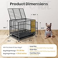 Vista 3 de Oranland Jaula para perros indestructible de 38 pulgadas, placa base reforzada mejorada para perros grandes, perrera XL para perros de alta