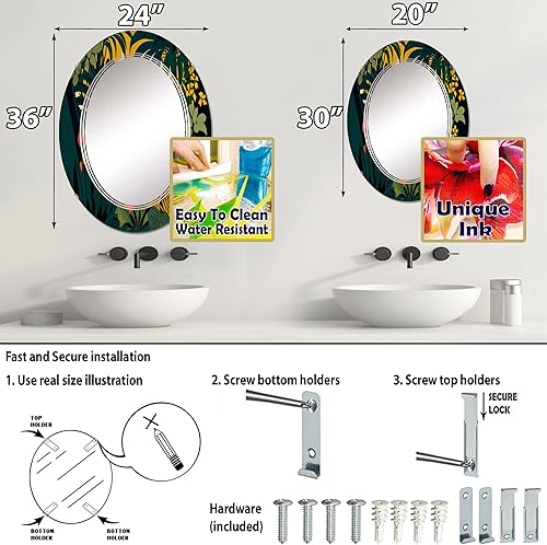 Miniatura 9 de Blossoming and Vibrant Jungle Flora I- Vanity Mirror, Bathroom Mirrors, Wall Mirrors for Living Room, Bedroom - Round Mirror - Large 24'x24', 32'x32'