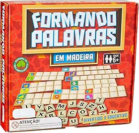 Formando Palavras em Madeira, Jogo Educativo de Alfabetização, 112 Letras em Madeira, 6+ Anos