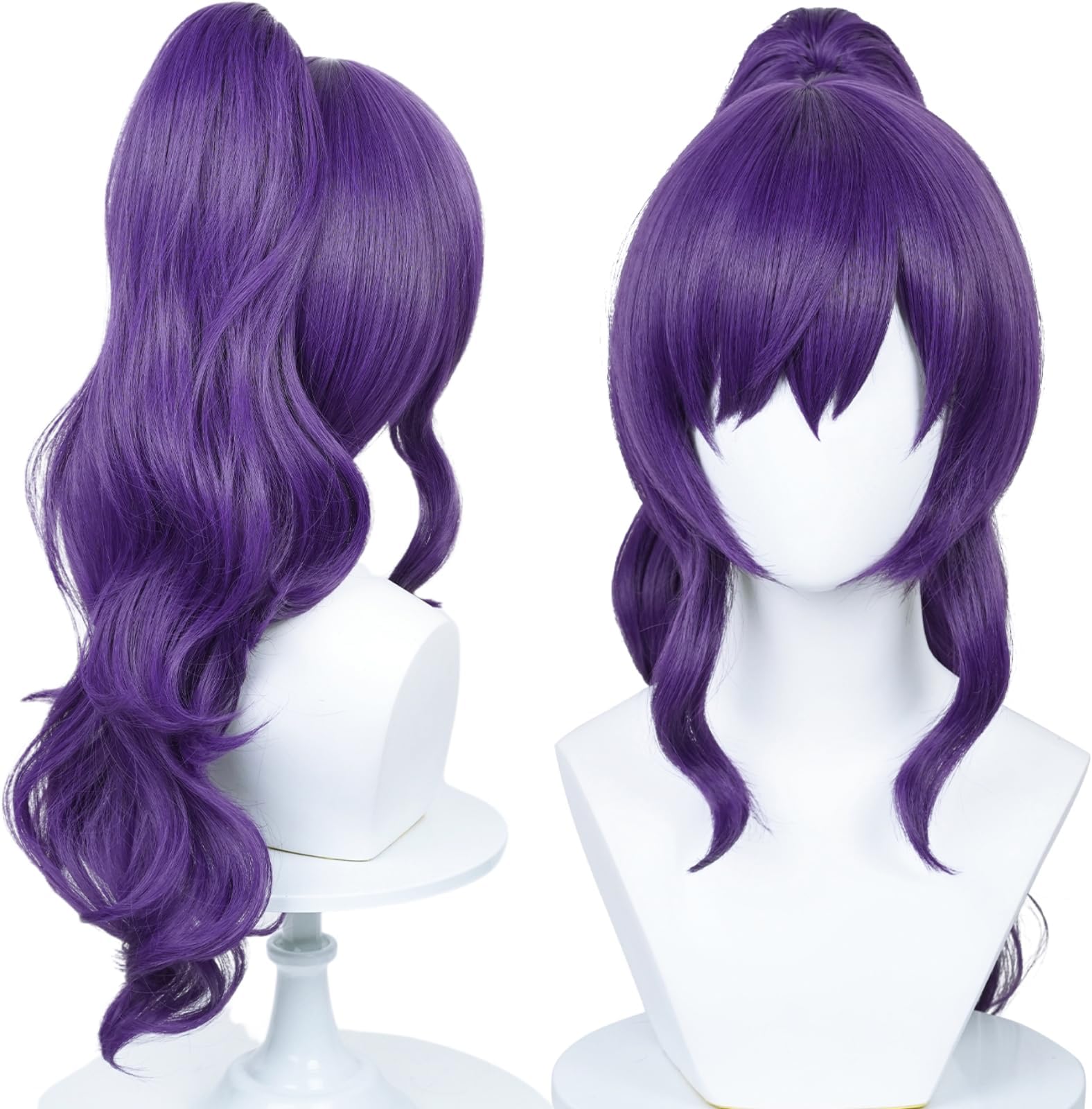 パープルポニーテールウィッグ 麻布麻衣 コスプレ ウィッグ コスチューム 女の子 女性 ロング アニメ ウィッグ ポニーテール付き ハロウィン クリスマス キャップ付き (パープル)