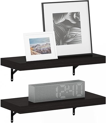 Miniatura 20 de Furinno Rossi - Estantes flotantes triangulares para pared, juego de 3 estantes geométricos de esquina, estantes montados en la pared para baño,