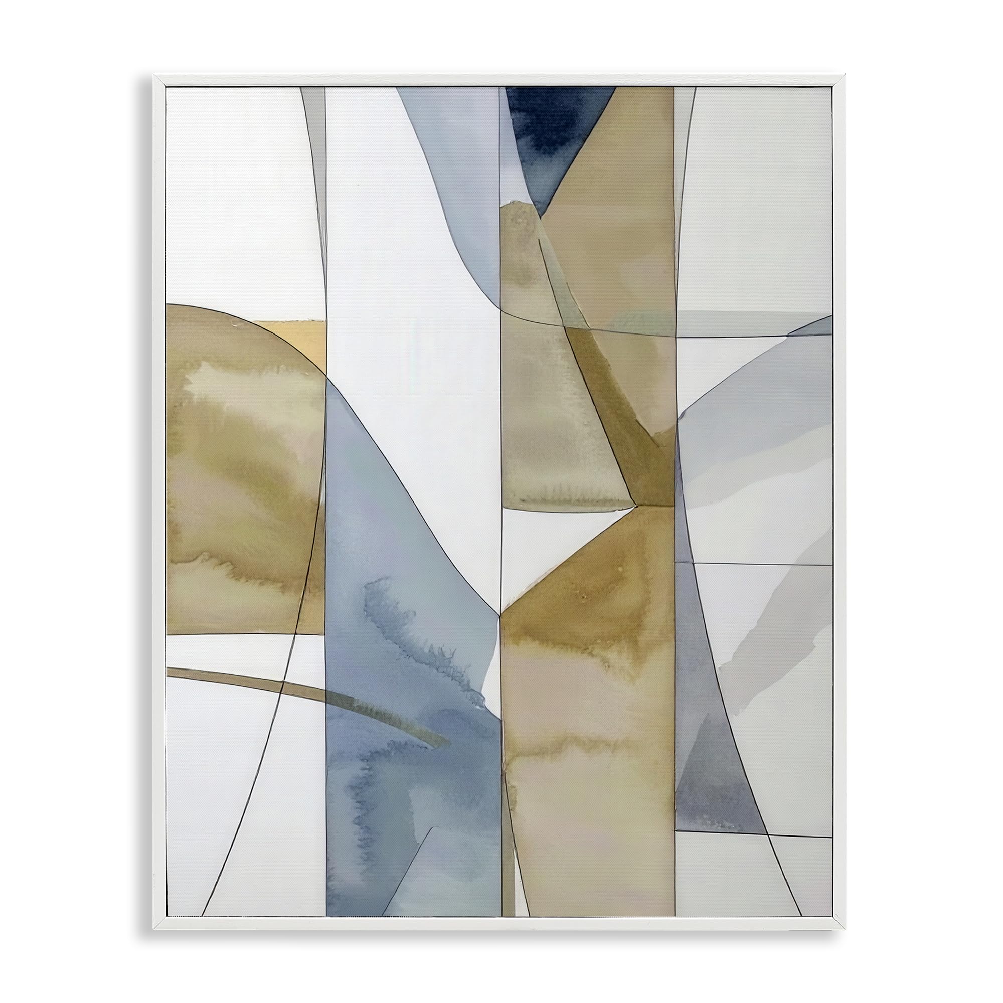 Stupell Industries Coastal White (Textured) Geographic Abstract Landscape, 11 X 14 Inch Framed Giclée Print