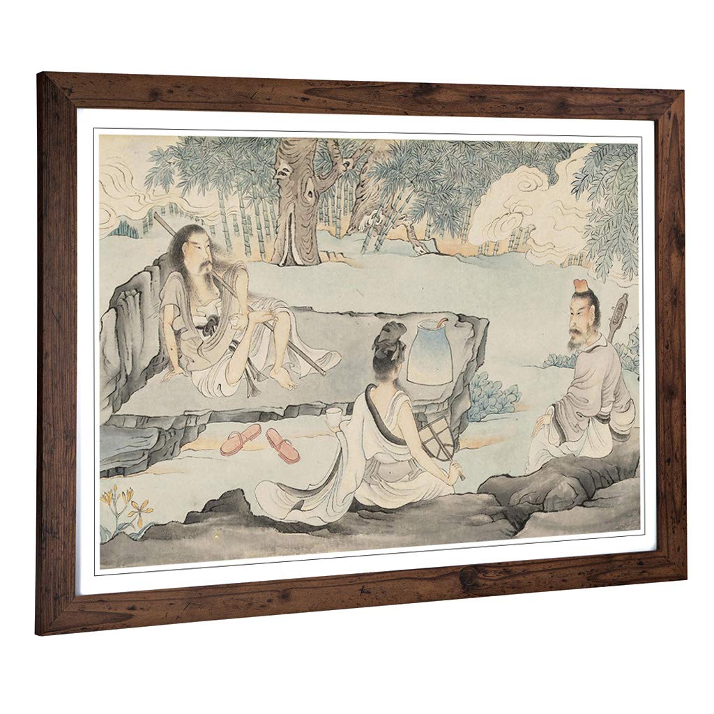 Big Box Art Framed Print of Wang Yuanqi Oriental 2 Design | Wall Art Picture | Home Decor for Kitchen, Living, Dining Room, Lounge, Bedroom, Hallway, Office, Walnut, A2 / 24.5x18 Inch / 62x45cm
