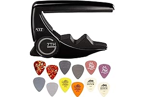 g7th Performance 3 ART Capo, Satin Black, with Dunlop Variety Pick Pack