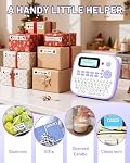 Label Maker Machine with Tape, Purple Labeler Waterproof Labels for Kids | Portable Labeler Teachers Classroom Use, Desktop Labeler with Multiple Symbols & Fonts for Home Office School Use, D210S