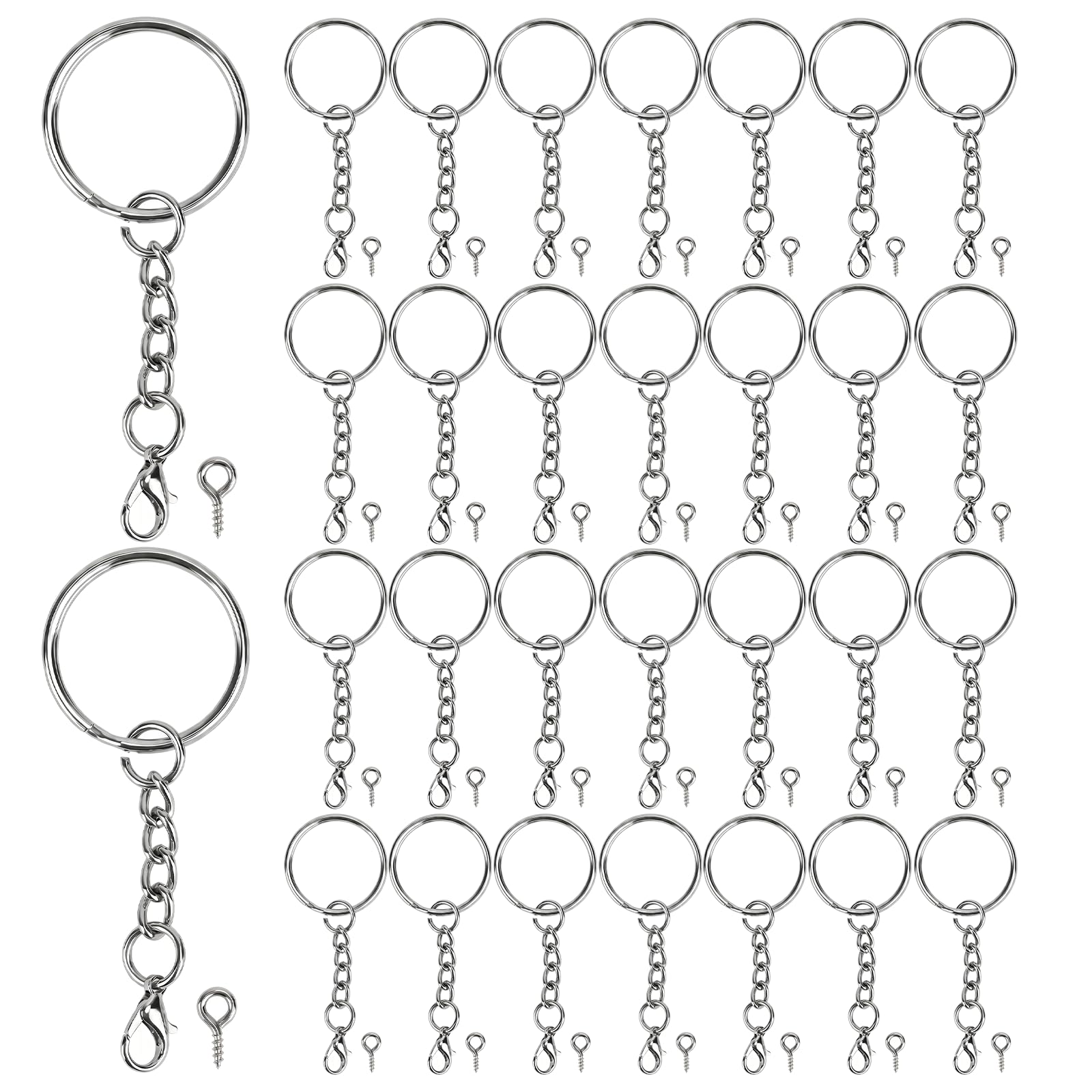 30 Sets Keychain Rings and Keyring Chains Set